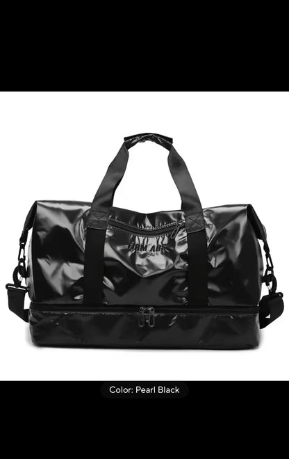 Large Capacity Women Gym Bags Pearlescent Sports Fitness Training Handbag With Shoes Pocket Waterproof Yoga Travel Duffel Bag