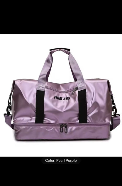 Large Capacity Women Gym Bags Pearlescent Sports Fitness Training Handbag With Shoes Pocket Waterproof Yoga Travel Duffel Bag